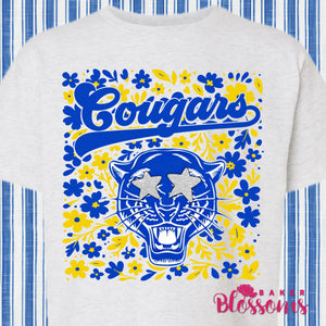 Floral Cougars Youth and Adult/Unisex Tee