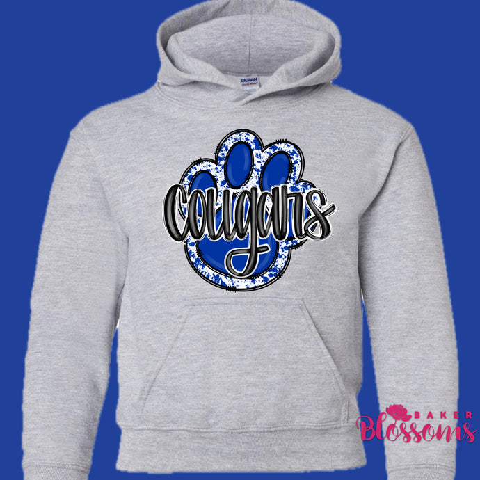 Cougars Paw Youth And Adult/Unisex Hooded Sweatshirts